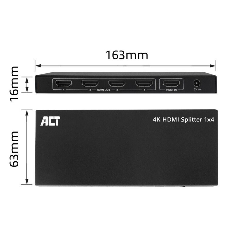 ACT HDMI Сплитер AC7832 4К HDMI сплитер, 1 вход.4 HDMI изхода, EWENT-ACT-SPLIT-AC7832