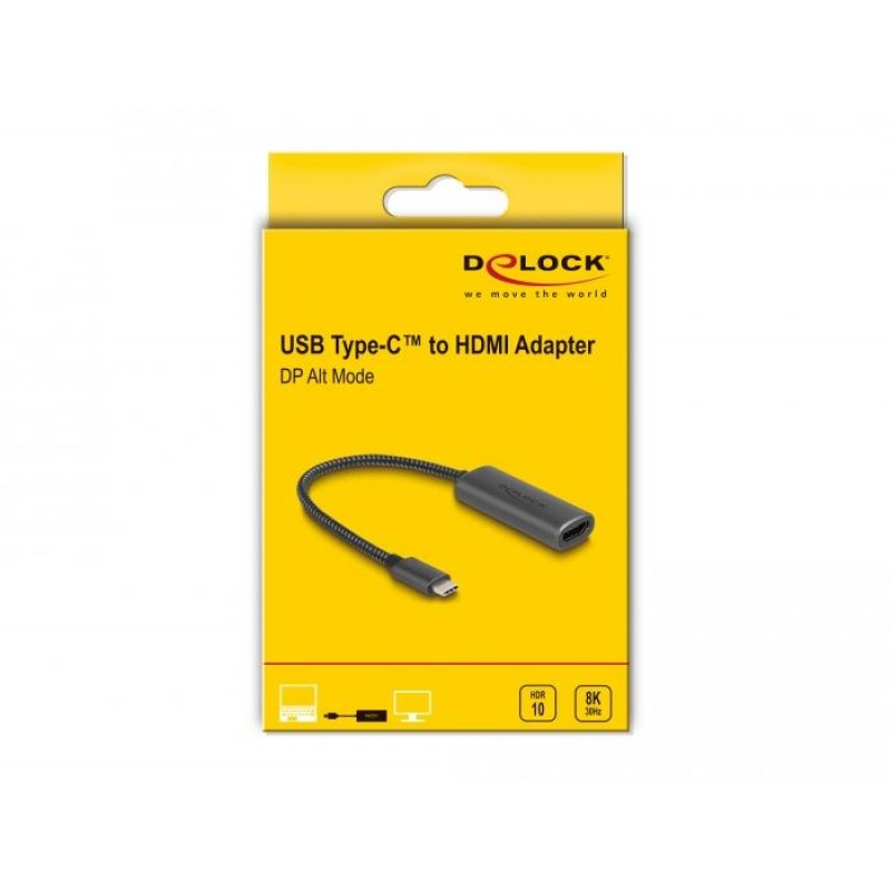 Адаптер DeLock 64229, USB-C - HDMI (DP Alt Mode), 8K, HDR, DELOCK-64229