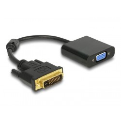 Адаптер DeLock, DVI-D 24+1 мъжко - VGA женско, Черен