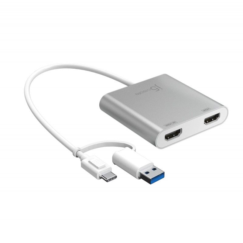 Адаптер j5create JCA365, За 2 монитора, USB-C - 2 x HDMI, J5-JCA365