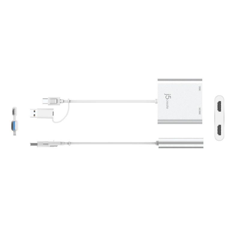Адаптер j5create JCA365, За 2 монитора, USB-C - 2 x HDMI, J5-JCA365