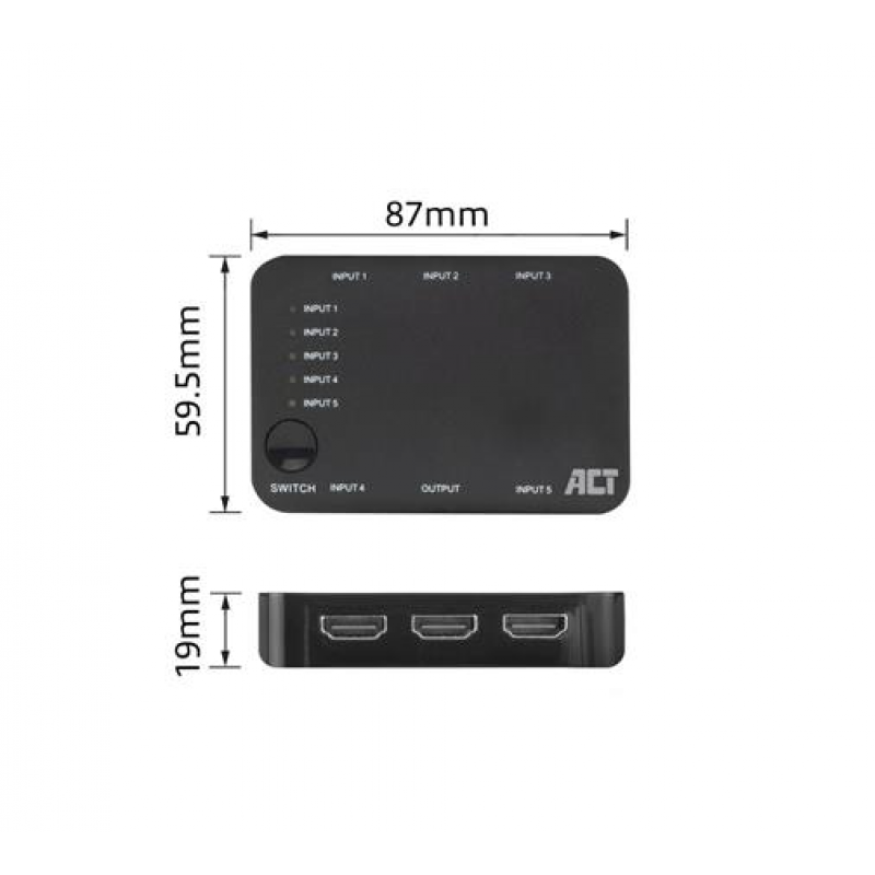 HDMI суич ACT AC7841, 5/1, 3D, 4K@60Hz, Черен, EWENT-ACT-SPLIT-AC7841