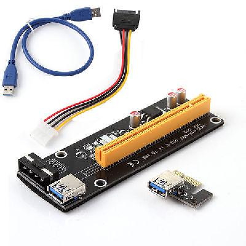 Конвертор Estillo Riser Card 6 Pin, PCI-Е x 1 към PCI-Е x16, USB 3.0-EST-PCIE-RISER-CARD