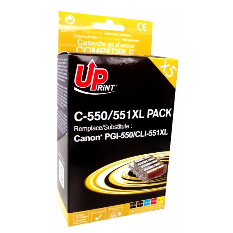 Комплект мастилници UPRINT -CANON PGI-550 + CLI-551BK/C/M/Y XL, 1x25ml+4x15ml-LF-INK-CAN-550-551-PACK
