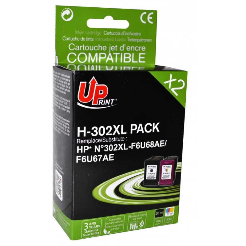 Мастилница UPRINT комплект HP 302XL BK+CL,F6U68AE+F6U67AE, DJ 1110 AiO/2130 AiO/3630 AiO/4650 AiO-LF-INK-HP302XL-Pack-UP