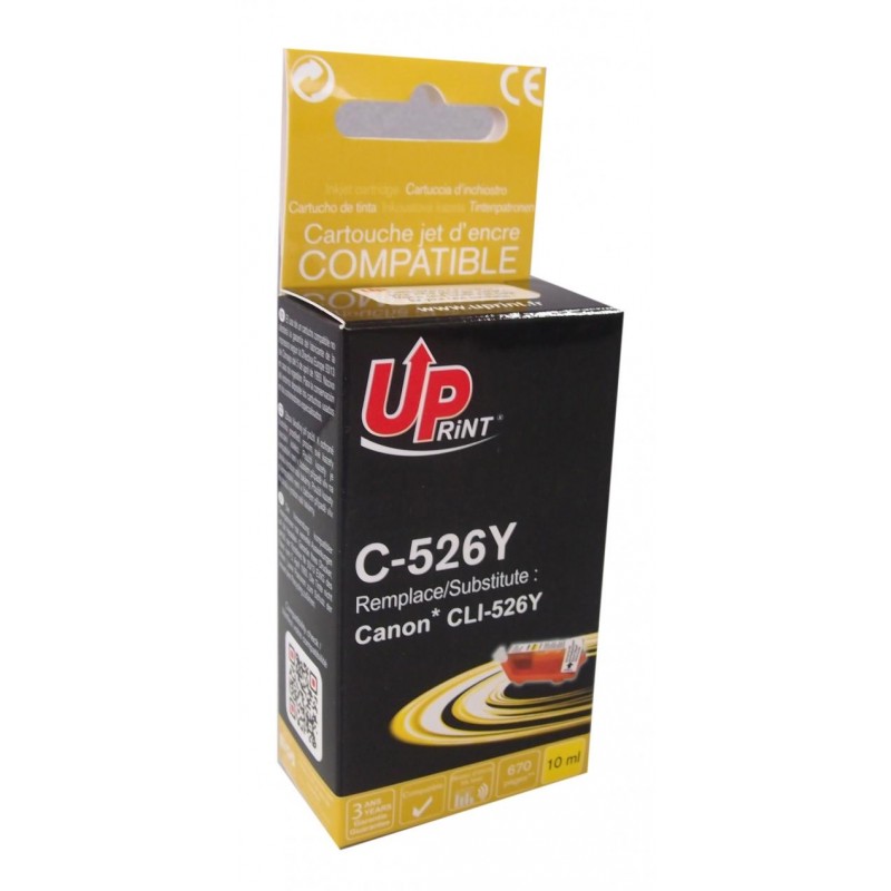 Мастилница UPRINT CLI526 CANON, С чип, Yellow-LF-INK-CAN-CLI526Y-UP