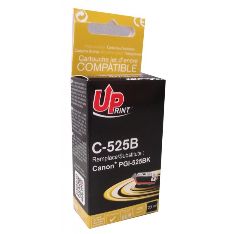 Мастилница UPRINT PGI525 CANON, С чип, Черен-LF-INK-CAN-PGI525BK-UP