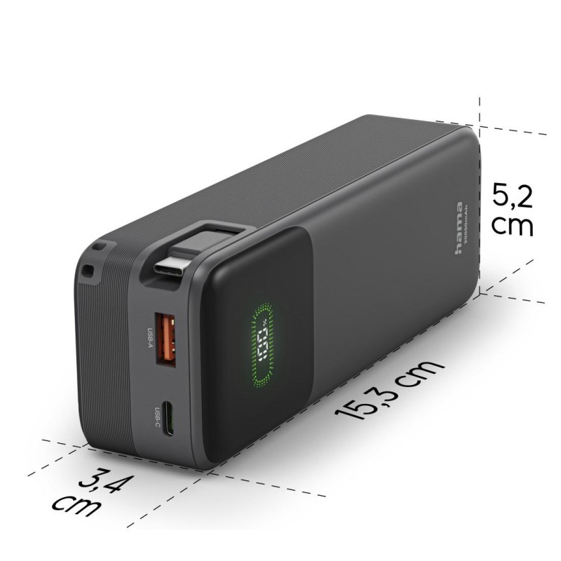 HAMA Външна батерия „Roll Up“, 20000 mAh, 45 W