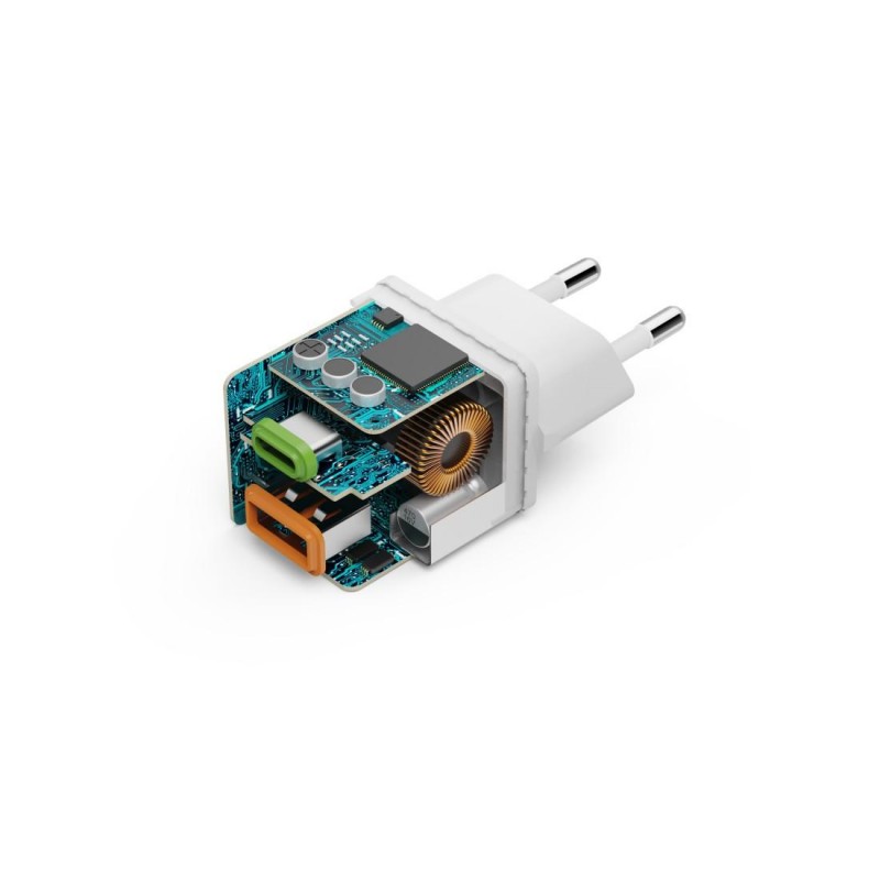 HAMA Бързо мини Gan зарядно, 30 W, 1x USB-C, 1x USB-A, PD, бял, HAMA-201992