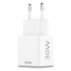 HAMA Бързо мини Gan зарядно, 30 W, 1x USB-C, 1x USB-A, PD, бял, HAMA-201992