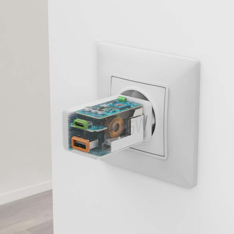 HAMA Бързо мини зарядно, 45 W, 1x USB-C - 1x USB-A, PD, бяло, HAMA-201993