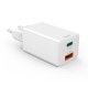 HAMA Бързо мини зарядно, 45 W, 1x USB-C - 1x USB-A, PD, бяло, HAMA-201993