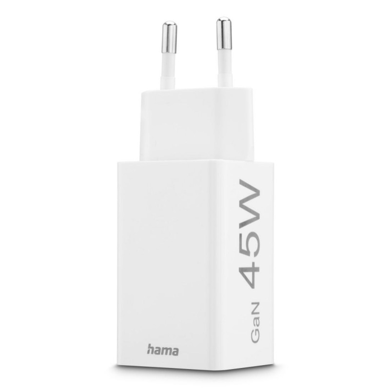 HAMA Бързо мини зарядно, 45 W, 1x USB-C - 1x USB-A, PD, бяло, HAMA-201993