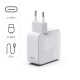 HAMA Бързо зарядно, 30 W, GaN, 2x USB-C, с разтегателен кабел 0.7м, бял