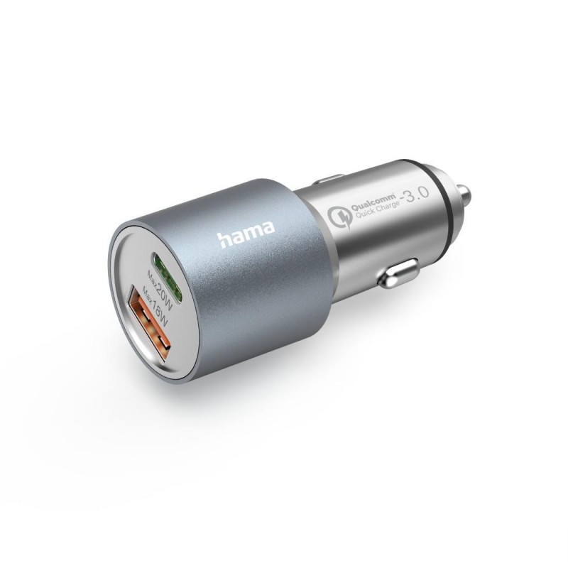 HAMA Бързо зарядно за кола, 1x USB-C PD, 1x USB-A QC, 38 W, метал, HAMA-201639