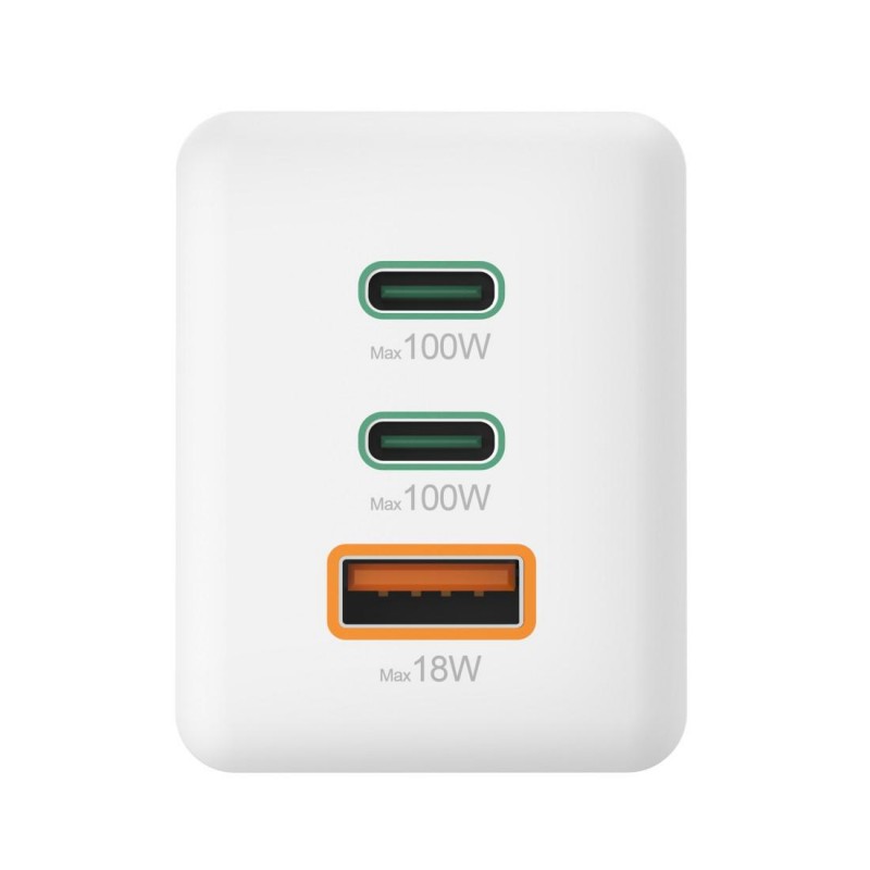 HAMA Комплект Бързо зарядно и кабел за зареждане, 100 W GaN, 2x USB-C PD, 1x USB-A QC