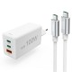 HAMA Комплект Бързо зарядно и кабел за зареждане, 100 W GaN, 2x USB-C PD, 1x USB-A QC