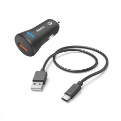 Зарядно за кола 12-24 V /USB-C 3A, Qualcomm® Quick Charge™ 3.0, 19.5W+ кабел USB-C, 1 м, черен