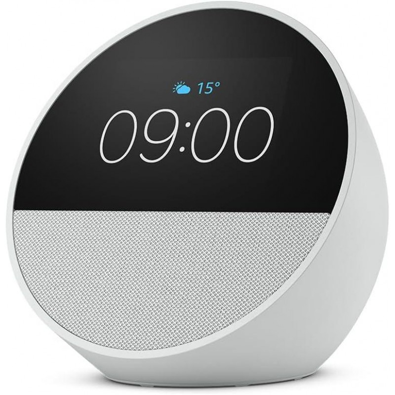 Смарт часовник Amazon Echo Spot 2024, Alexa асистент, Бял, AMAZON-ECHO-SPOT-WH