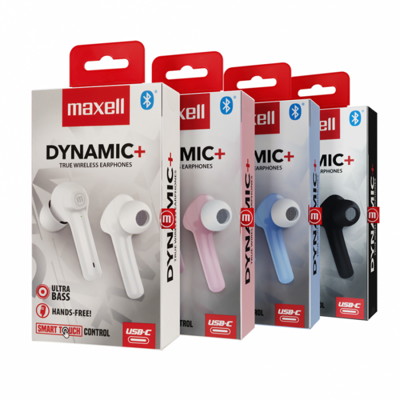 Блутут слушалки-тапи с докинг кутийка MAXELL Dynamic, True Wireless, черен, ML-AH-TWS-DYNAMIC-BK