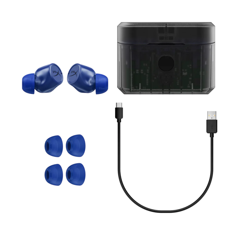 Геймърски Блутут слушалки тапи с микрофон HyperX Cirro Buds Pro - Сини, HX-HEAD-CIRRO-BLUE