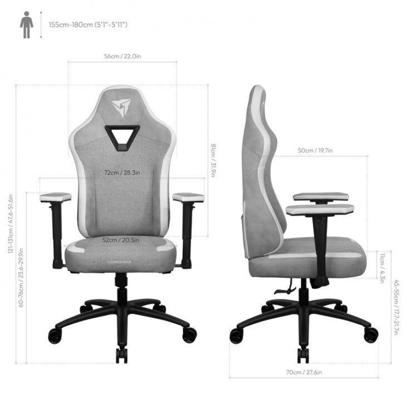 Геймърски стол ThunderX3 EAZE Loft - Сив, TX3-CHAIR-GAGC-346