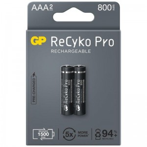 Акумулаторна Батерия GP R03 AAA 850mAh NiMH 85AAAHCB-EB2 RECYKO+ PRO до 1500 цикъла, 2 бр. в опаковка