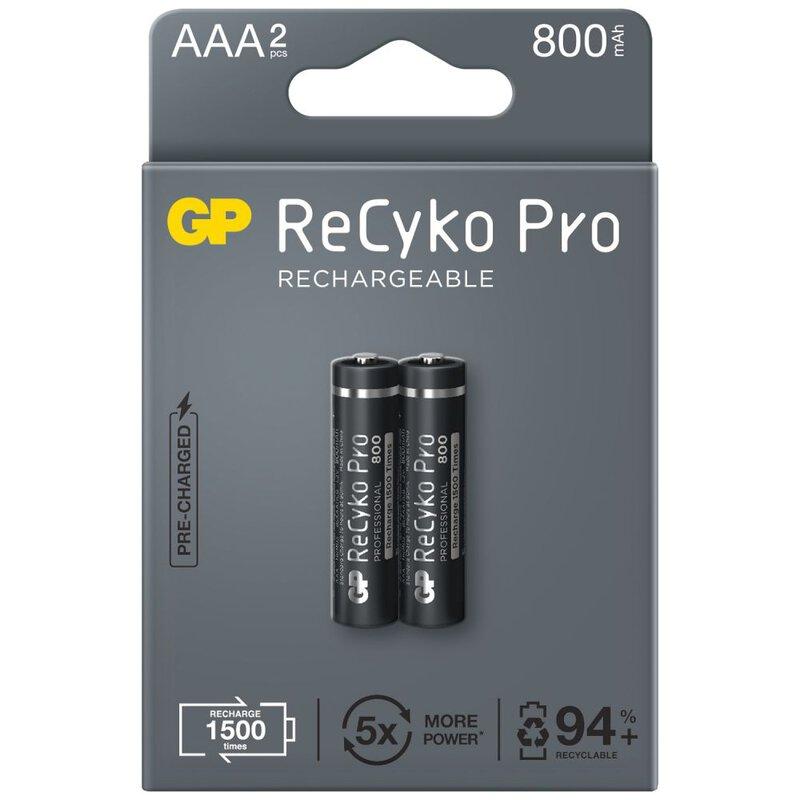 Акумулаторна Батерия GP R03 AAA 850mAh NiMH 85AAAHCB-EB2 RECYKO+ PRO до 1500 цикъла, 2 бр. в