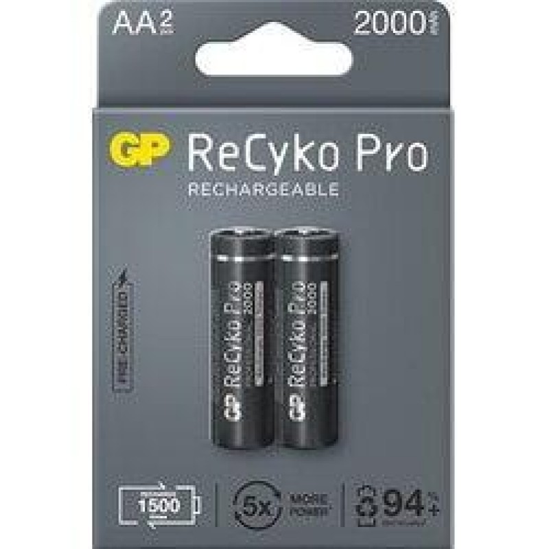 Акумулаторна Батерия GP R6 AA 2100mAh RECYKO + PRO 210AAHCB-EB2 NiMH /до 1500 цикъла/  2 бр. в