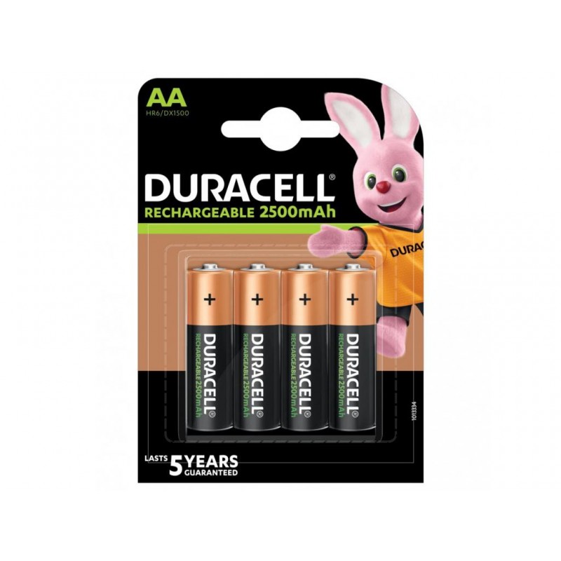 Акумулаторна батерия DURACELL R6 AA, 2500mAh NiMH, 1.2V, 4 бр. в опаковка, DUR-BR-AA-2500MAH-4PK