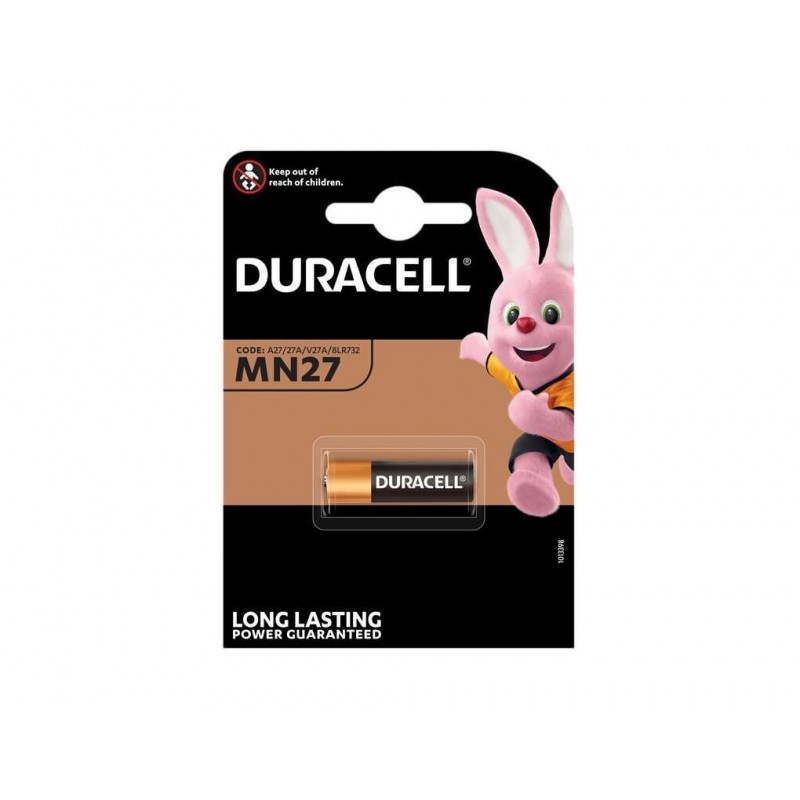 Алкална батерия DURACELL 12 V 1 бр. в опаковка за аларми А27 LR27 MN27, DUR-BA-LR27-1PK