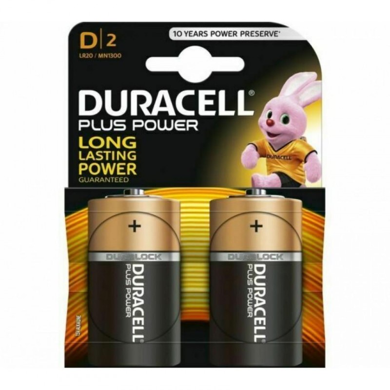 Алкална батерия DURACELL LR20 D PLUS /2 бр. в опаковка/ 1.5V, DUR-BA-LR20-PLUS
