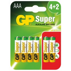 Алкална батерия GP SUPER LR03 AAA / 4+2 бр. в опаковка 1.5V GP-BA-24A21-SBV6