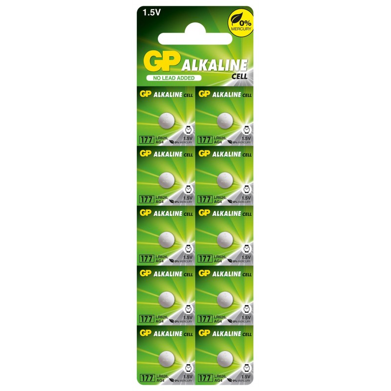 Бутонна алкална батерия GP177 LR-626/ 10 бр./pack цена за 1 бр./ AG4 1.55V GP-GP-BA-177F-U10
