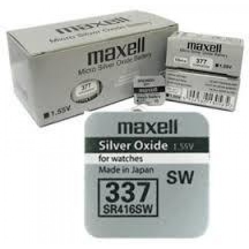 Бутонна батерия сребърна MAXELL SR416 SW 1.55V /337/   1.55V, ML-BS-SR416-SW