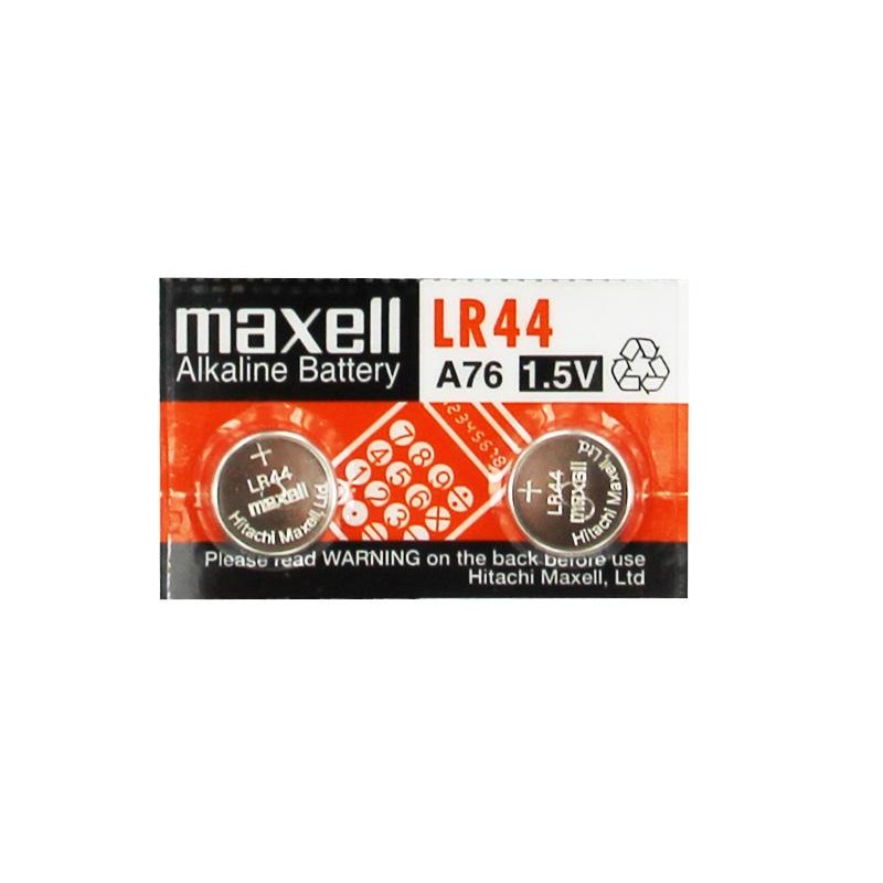 Бутонна микроалкална батерия LR-44 /AG13/ 2бр. 1,55V в опаковка MAXELL, ML-BA-LR44