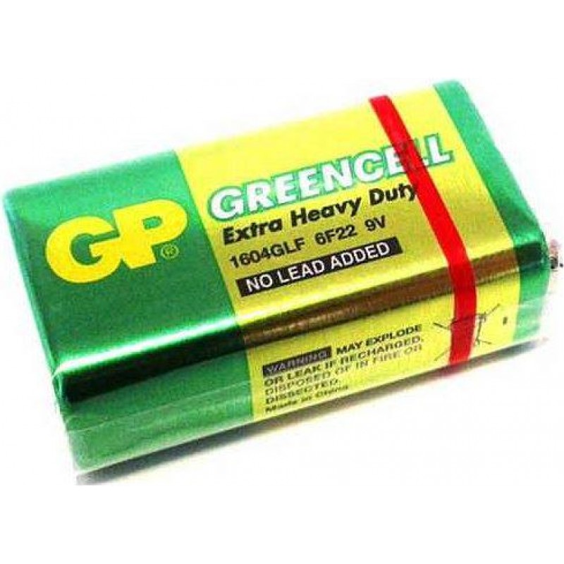 Цинк карбонова батерия GP 6F22 /9V/ Greencell 1604GLF-B 1 бр. shrink-GP-BM-1604GLF-B