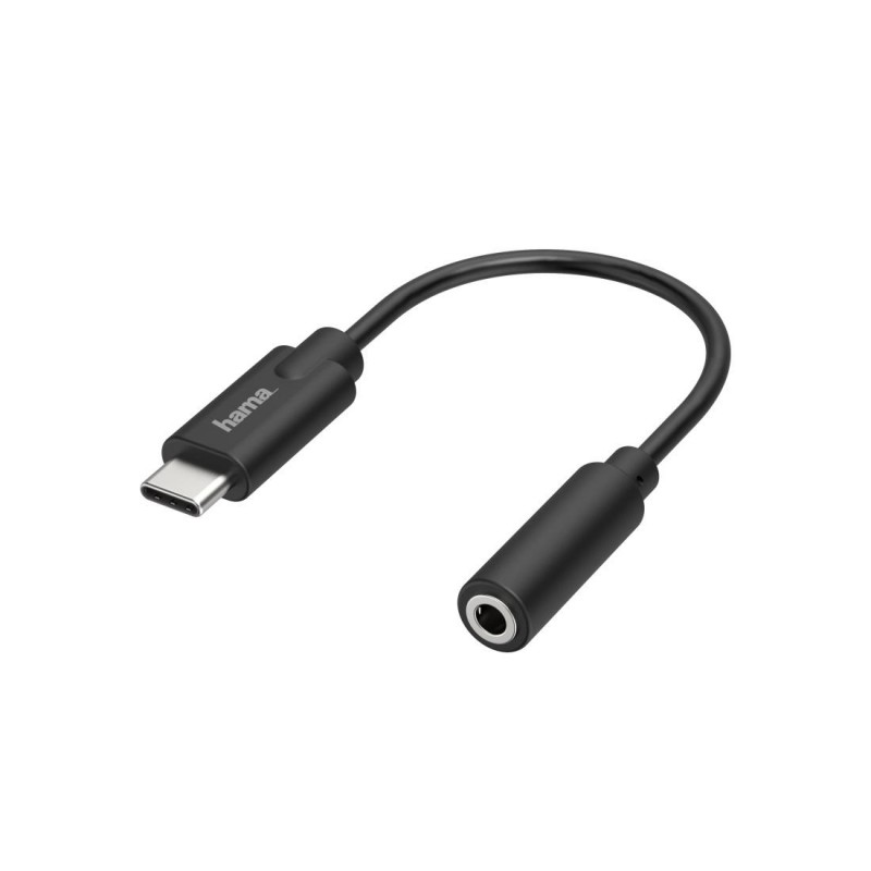Аудио адаптер HAMA, USB-C мъжко - 3.5 mm аудио жак женско, Стерео, Черен, HAMA-200318