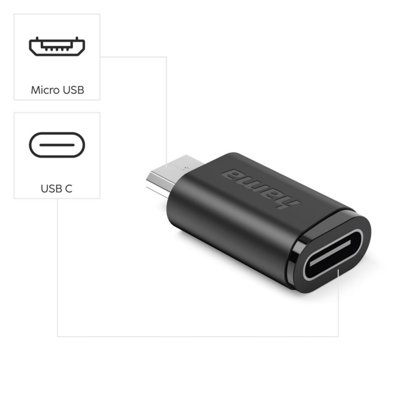 HAMA Адаптер 90°C USB-C - Micro-USB, 3 бр. в комплект