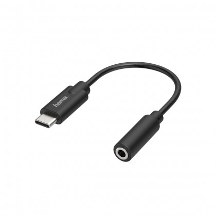 HAMA Аудио адаптер, USB-C мъжко - 3.5 mm аудио жак женско, Стерео, Черен