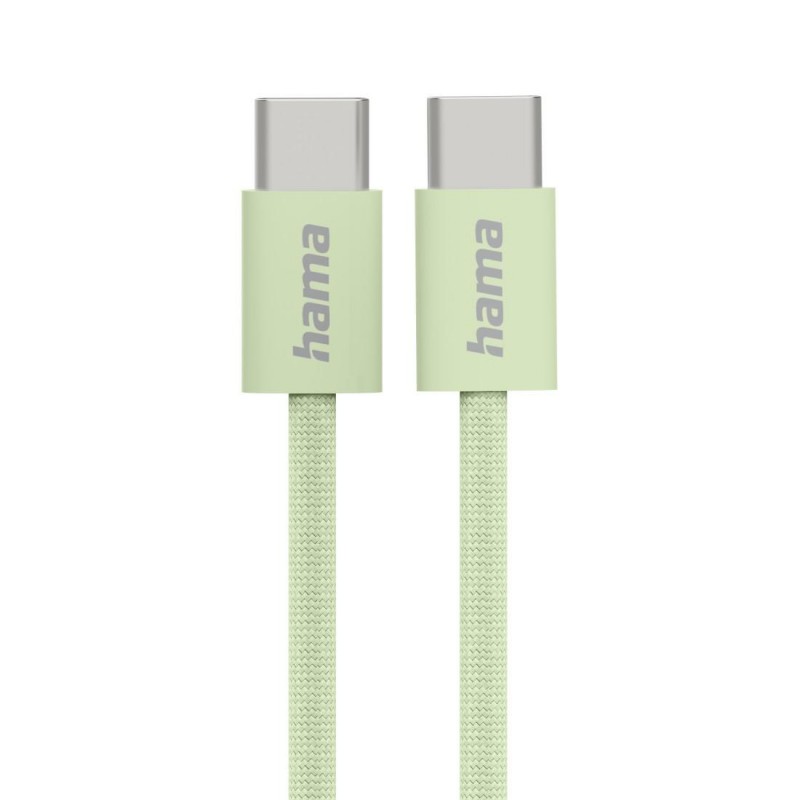 HAMA Кабел за зареждане "Fabric", USB-C - USB-C, 1 m, Nylon, зелен, HAMA-201726