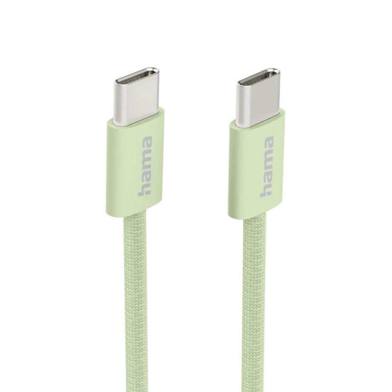 HAMA Кабел за зареждане "Fabric", USB-C - USB-C, 1 m, Nylon, зелен, HAMA-201726