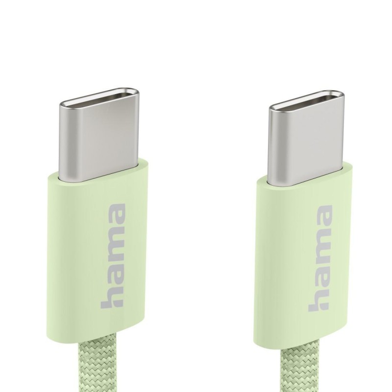 HAMA Кабел за зареждане "Fabric", USB-C - USB-C, 1 m, Nylon, зелен, HAMA-201726