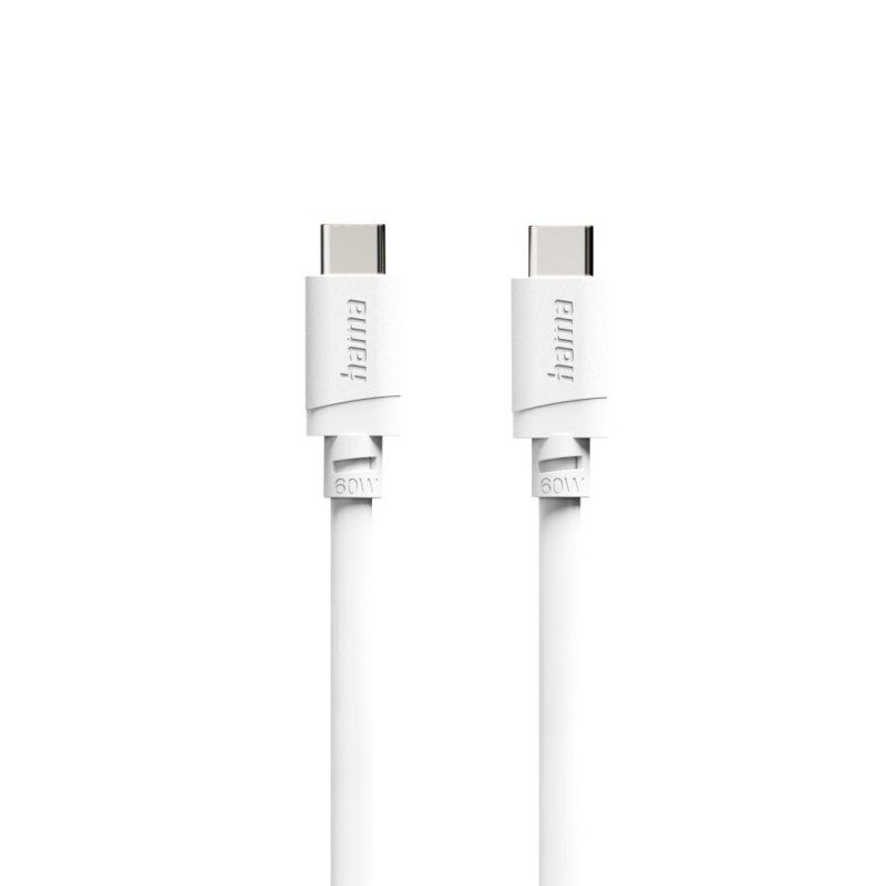 HAMA Кабел за зареждане USB-C - USB-C, 60 W, 1 m, бял
