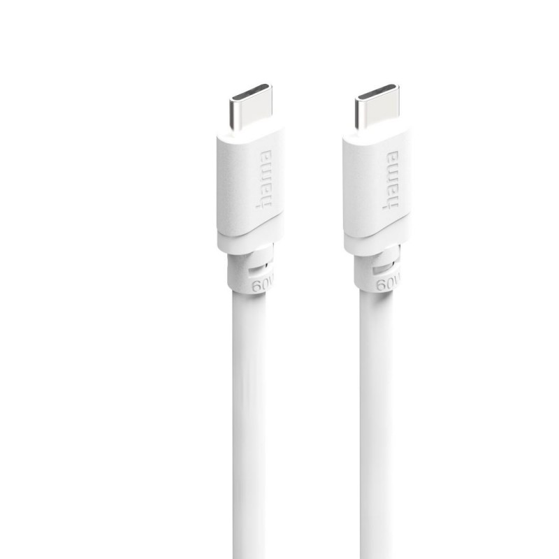 HAMA Кабел за зареждане USB-C - USB-C, 60 W, 1 m, бял