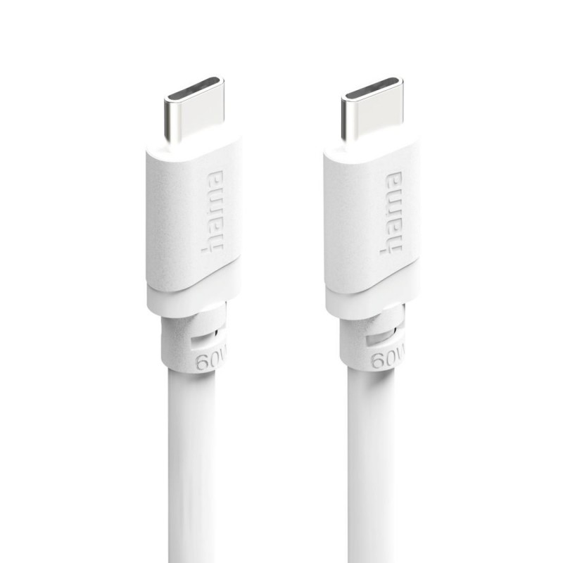 HAMA Кабел за зареждане USB-C - USB-C, 60 W, 1 m, бял
