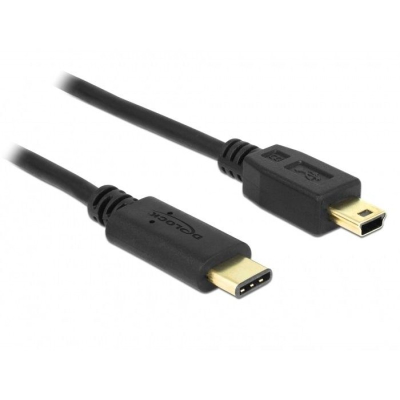 Кабел DeLock, USB-C мъжко - USB-B мъжко, USB 2.0, 0.5 м, Черен, DELOCK-83335