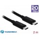 Кабел Delock Thunderbolt 3 (20 Gb/s) USB-C,  мъжко - мъжко, 2.0 м, 3 A, Черен-DELOCK-84847