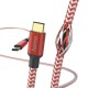 Кабел HAMA Reflective, USB-C мъжко - USB-C мъжко, 1.5 м., Червен, HAMA-201560
