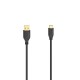 Кабел Hama Flexi-Slim USB-C - USB-A 2.0 мъжко, 0.75м,тънък, позлатен, черен-HAMA-200634